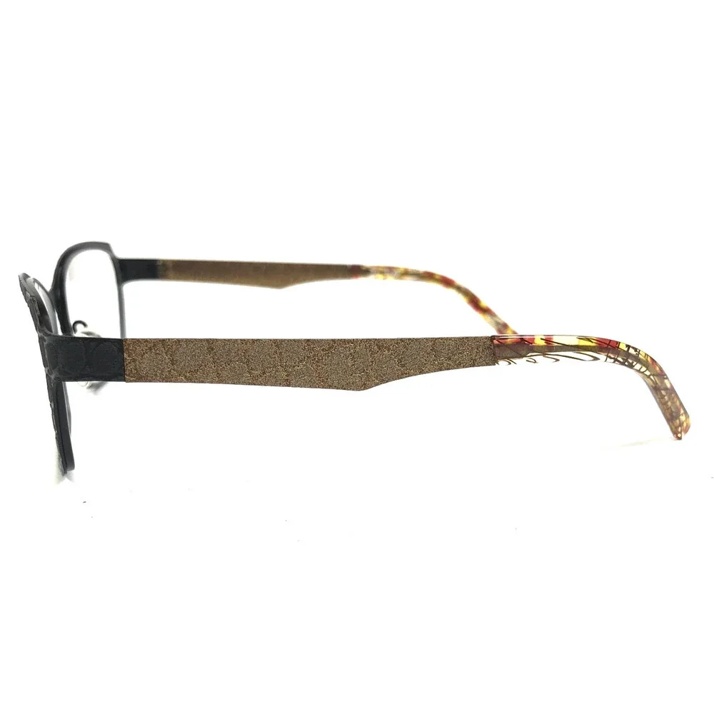J.F. Rey Eyeglasses Frames JF2602 0059 Black Gilded Gold Lizard Print 55-18-130